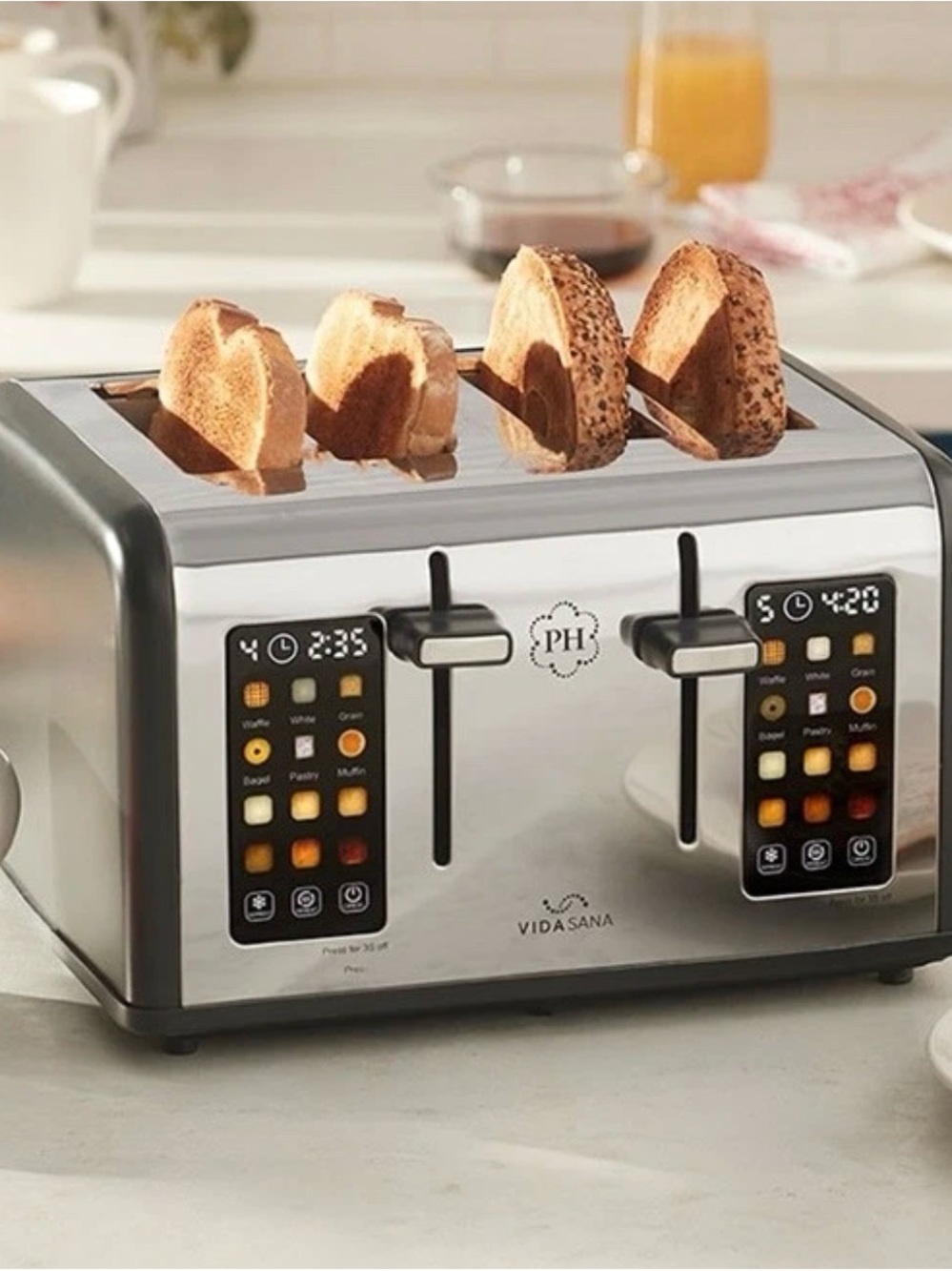 Vida Sana 4-Slice Stainless Steel Toaster in Stainless Steel